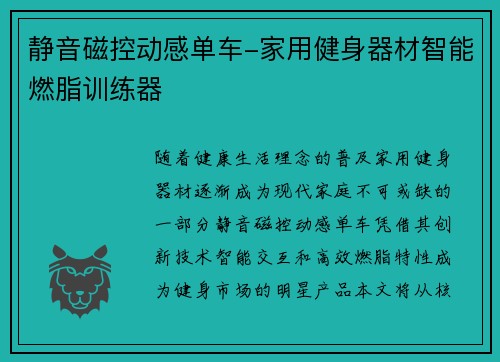 静音磁控动感单车-家用健身器材智能燃脂训练器